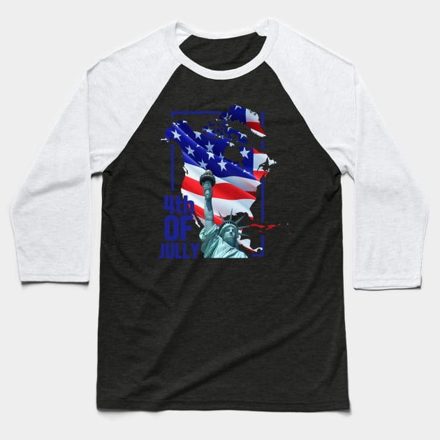 4th of july Baseball T-Shirt by Claessens_art